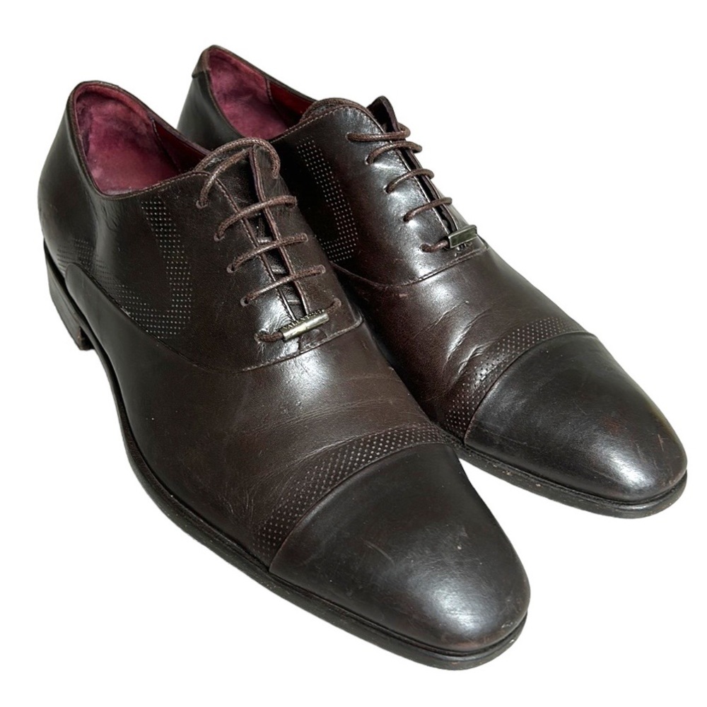 Valentino Mens Brown Leather Lace Up Dress Shoes Size 41